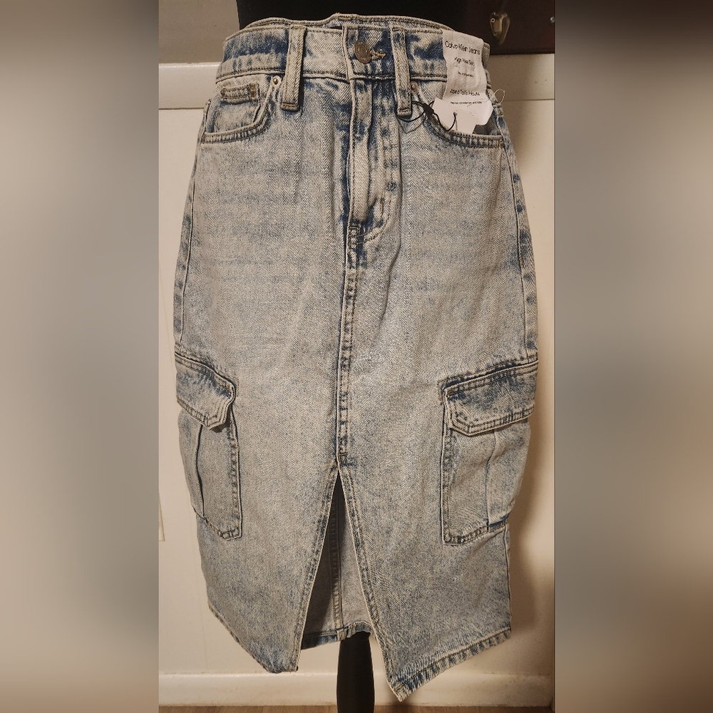 Calvin Klein Jeans Light Blue Denim Pencil Skirt